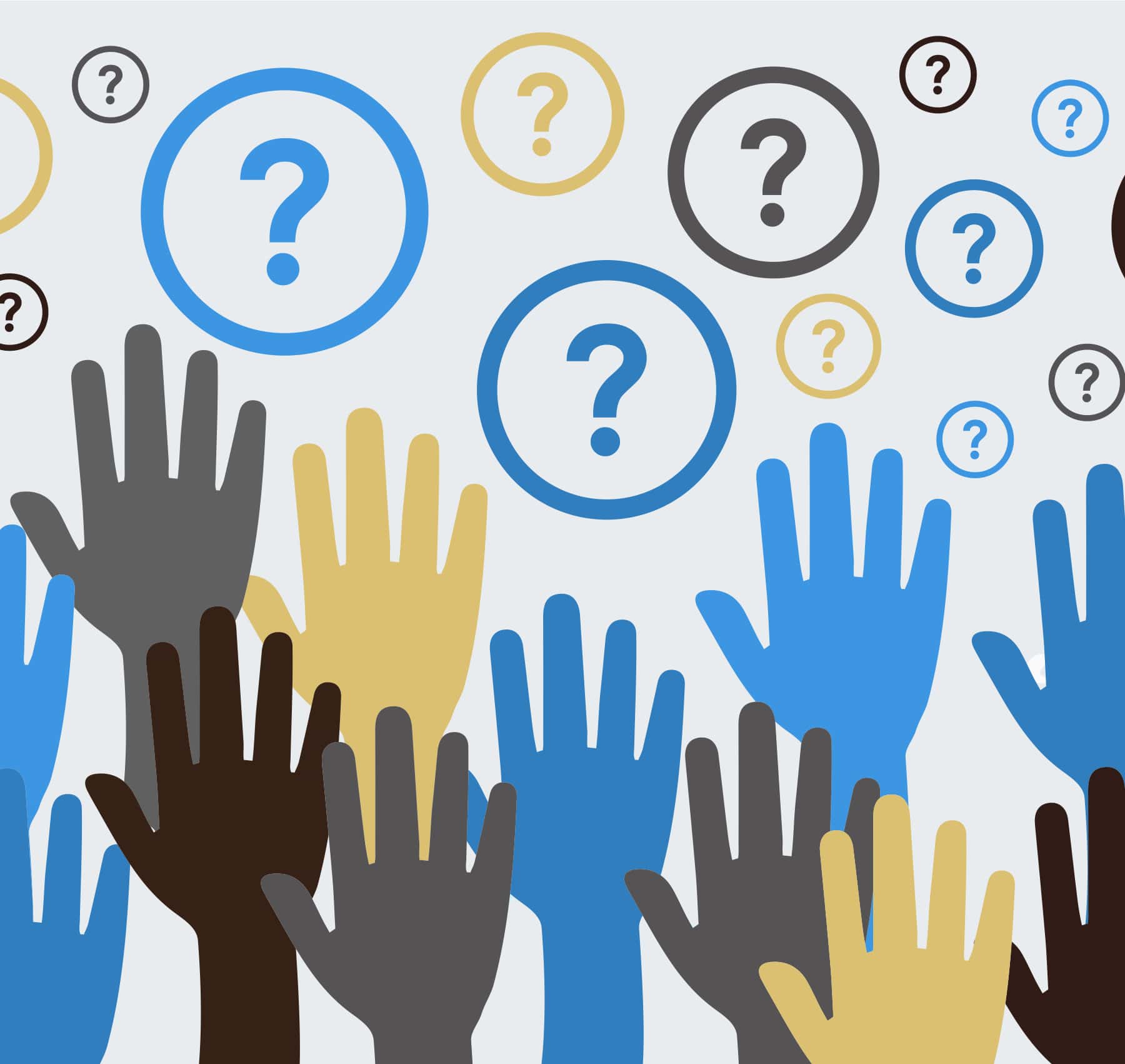Hands raised to ask a question.